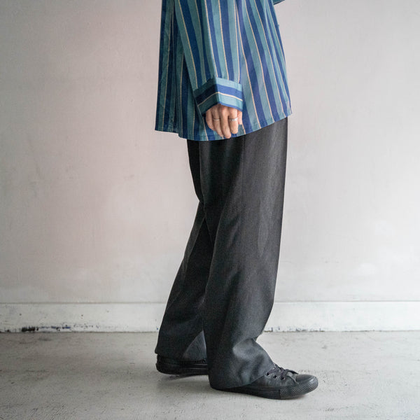 1990s Japan vintage gray poly ×wool 1 tuck slacks -washable-