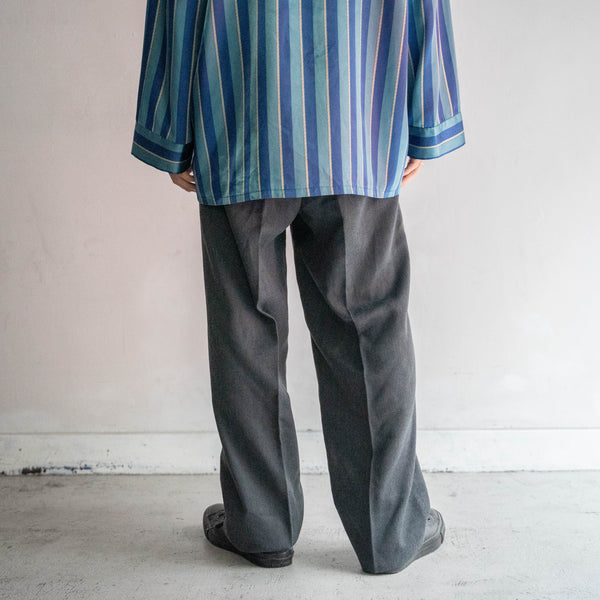 1990s Japan vintage gray poly ×wool 1 tuck slacks -washable-