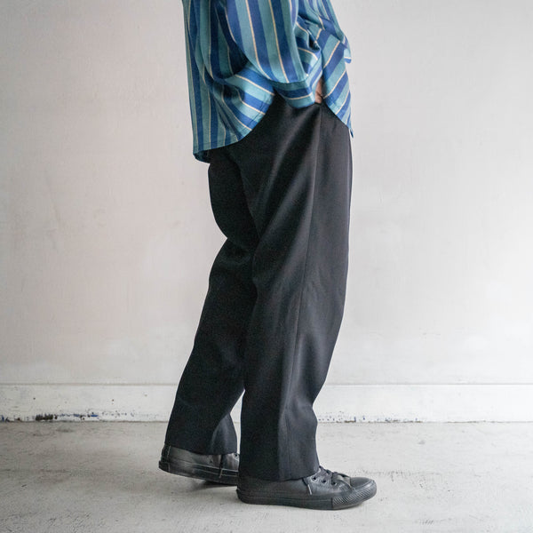 1970s Japan vintage black wool 100 2 tuck slacks