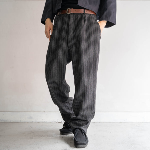 around 1960s Europe black chambray stripe wool pants