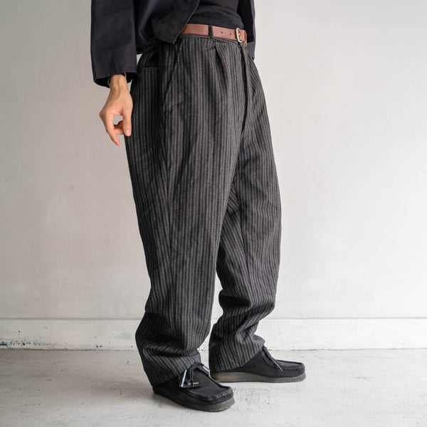 around 1960s Europe black chambray stripe wool pants