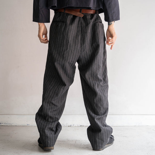 around 1960s Europe black chambray stripe wool pants