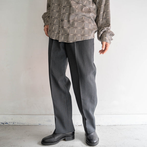 1980s Japan vintage gray × black stripe slacks