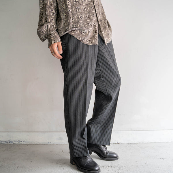 1980s Japan vintage gray × black stripe slacks