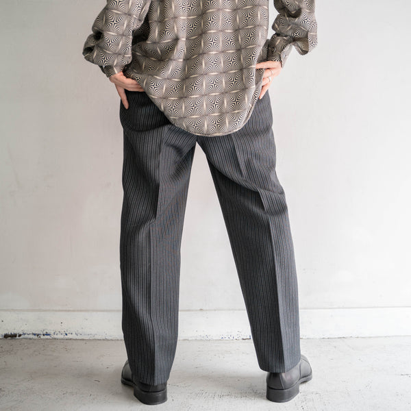 1980s Japan vintage gray × black stripe slacks