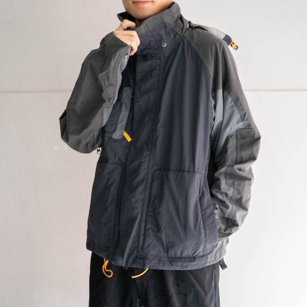 1990s navy × gray short tech gimmick jacket