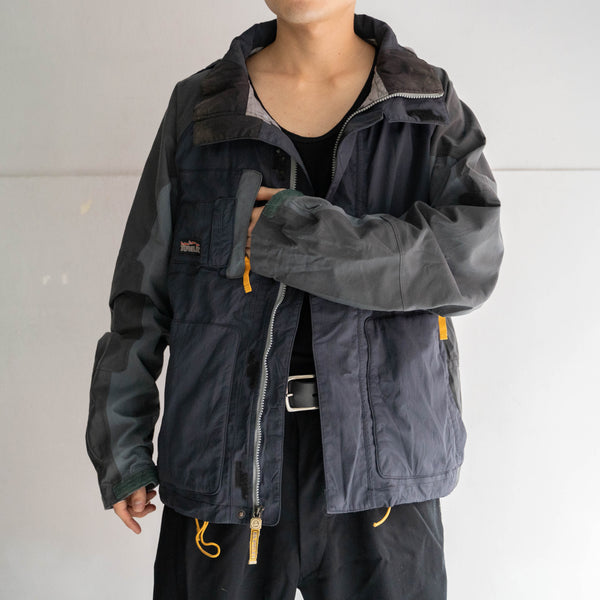 1990s navy × gray short tech gimmick jacket