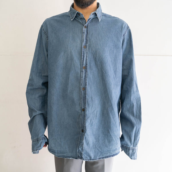 around 2000s indigo color all cotton plane shirt