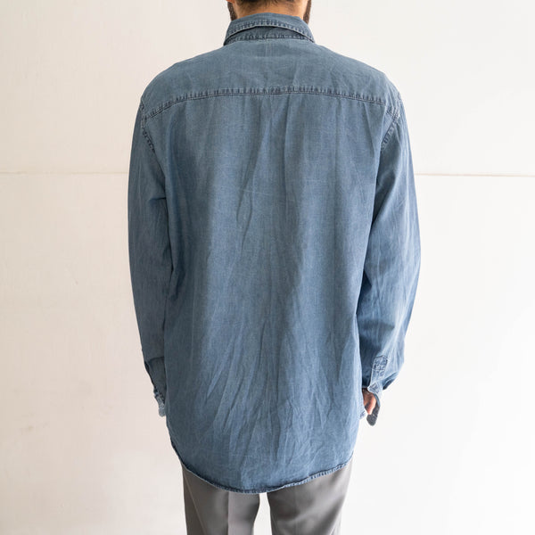 around 2000s indigo color all cotton plane shirt