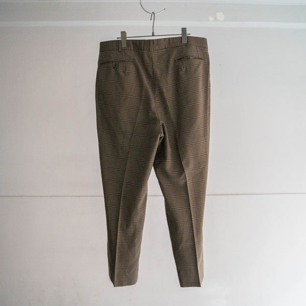 2000s Japan vintage brown wool × poly check slacks