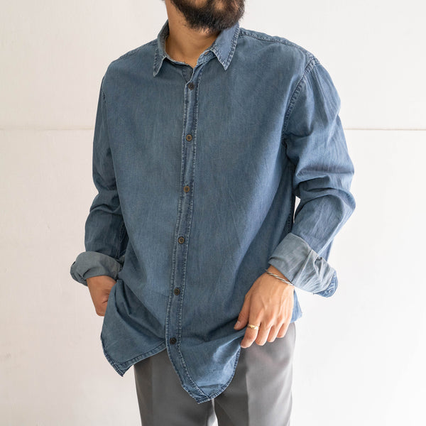 around 2000s indigo color all cotton plane shirt