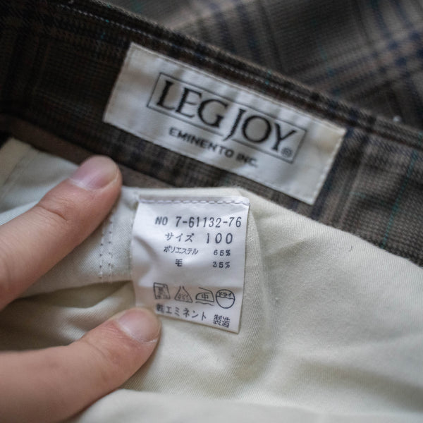 2000s Japan vintage brown wool × poly check slacks