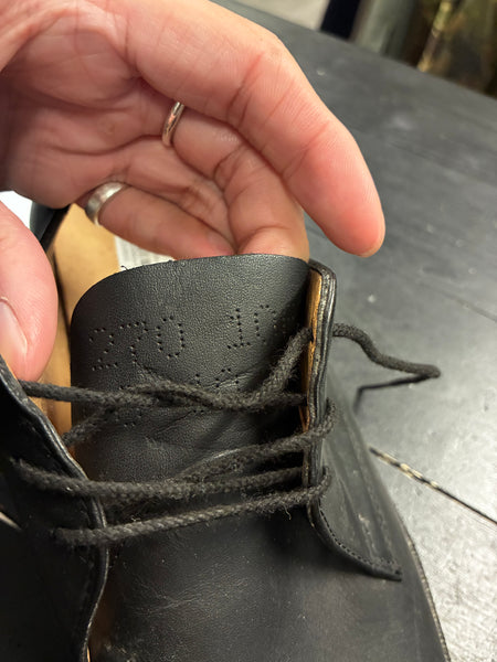 1990s German military black leather shoes -square toe-
