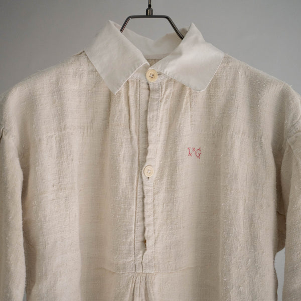 ~1920s France antique linen smock shirt